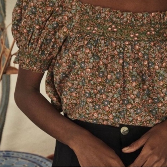 DOEN Elba Top in Yellow Laurel Canyon Rose Floral Print XL - Picture 6 of 12